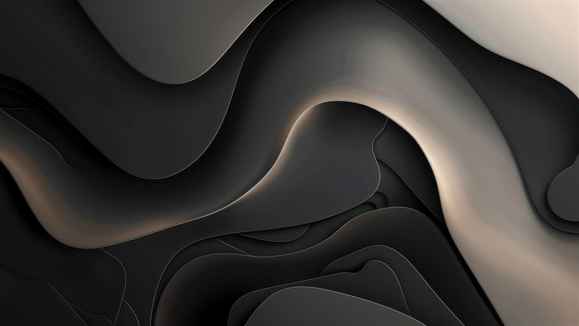 Minimalistic black olive-colored shapes flowing elegantly on iPhone background
