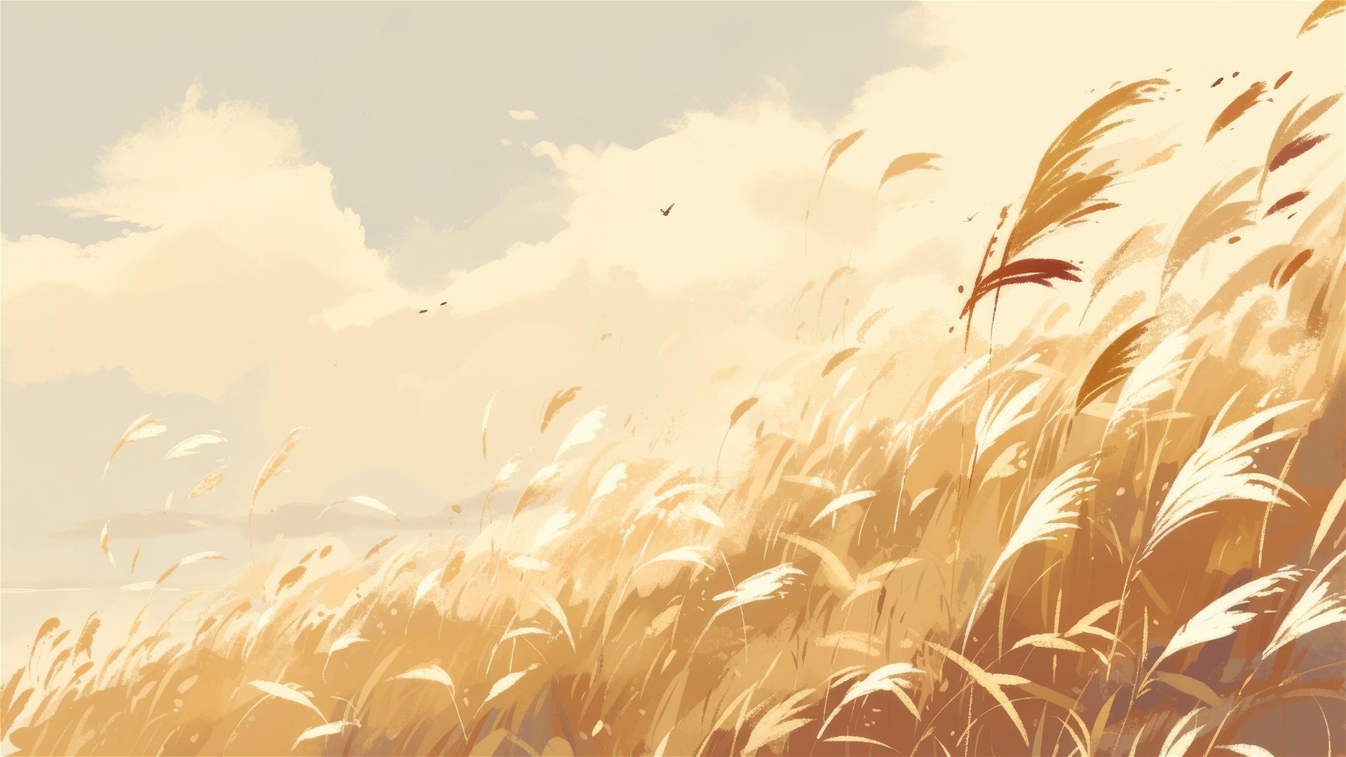 Soft grasses resembling silk in the breeze on plains