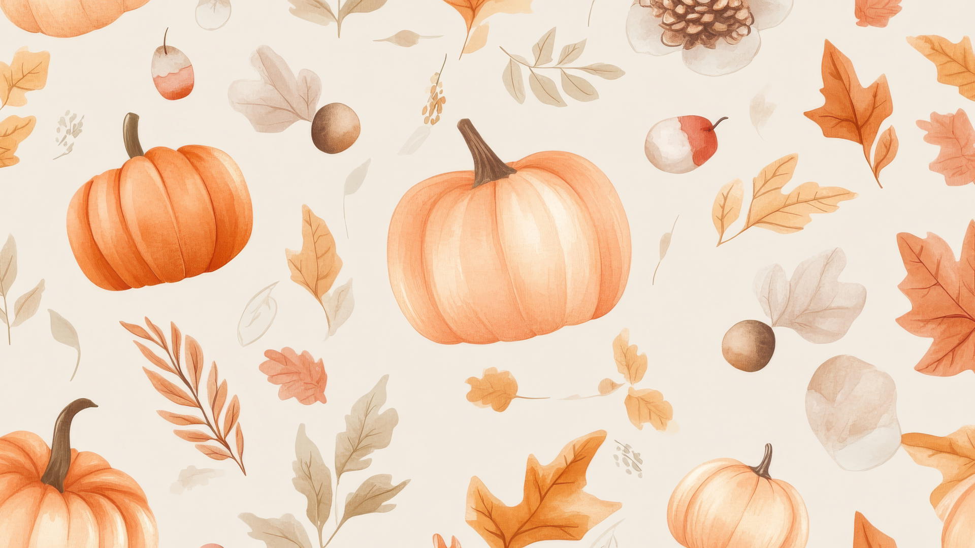 Hand-drawn preppy autumn wallpaper with pastels