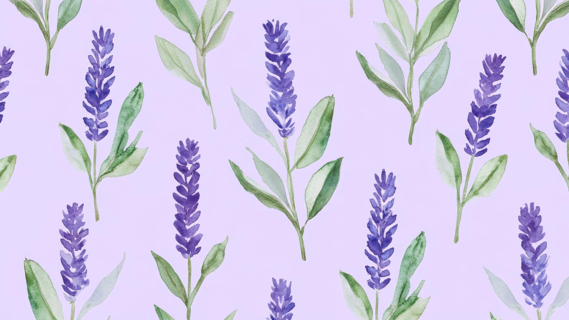 preppy purple wallpaper with lavender sprigs and green leaves