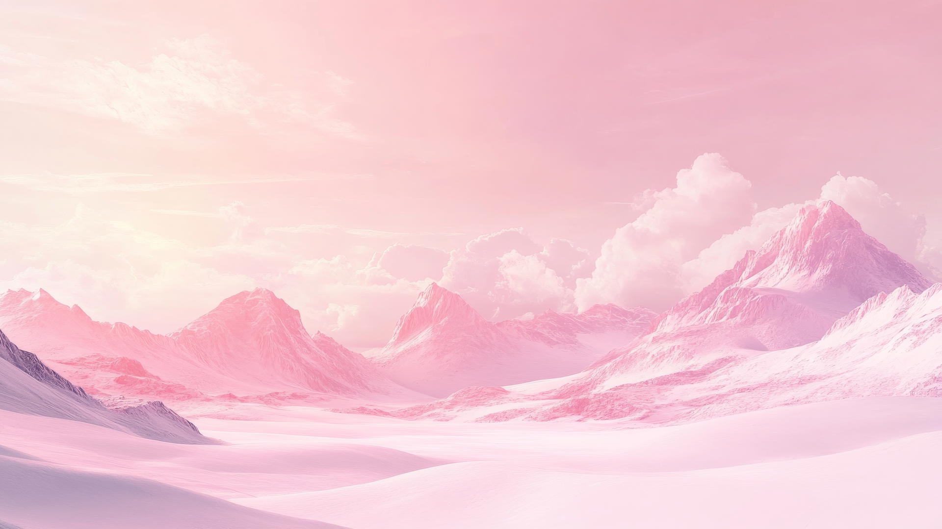 light pink wallpaper with pastel mountains and serene sky