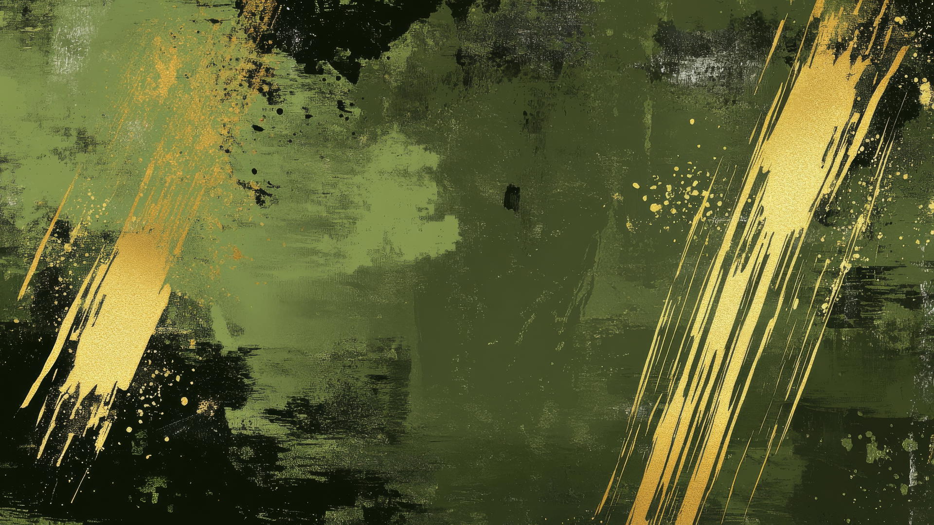 modern abstract olive green wallpaper with bold brush strokes splashes of gold