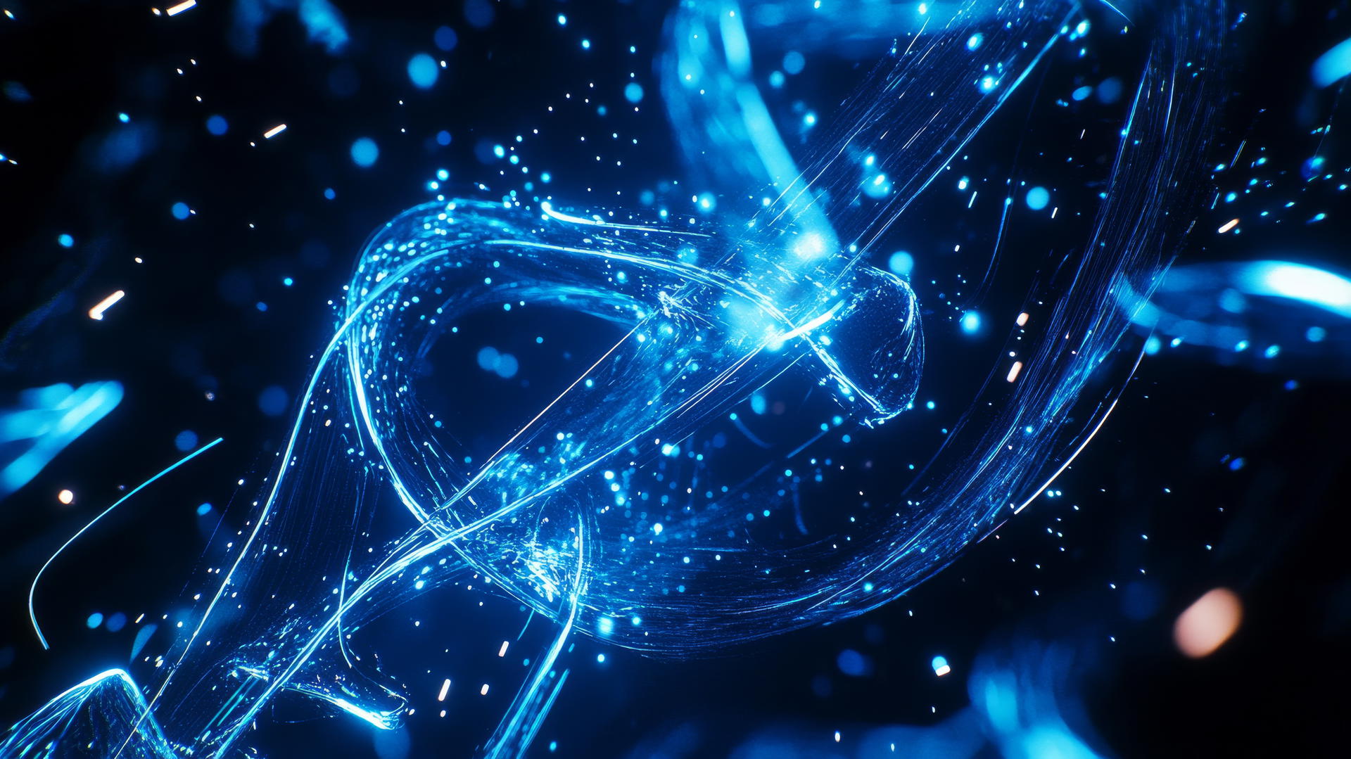 blue aesthetic wallpaper with abstract neon blue lines and shapes on a dark background
