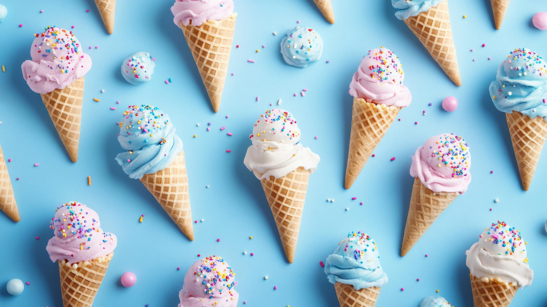 blue wallpaper for kids with dreamy ice cream cones