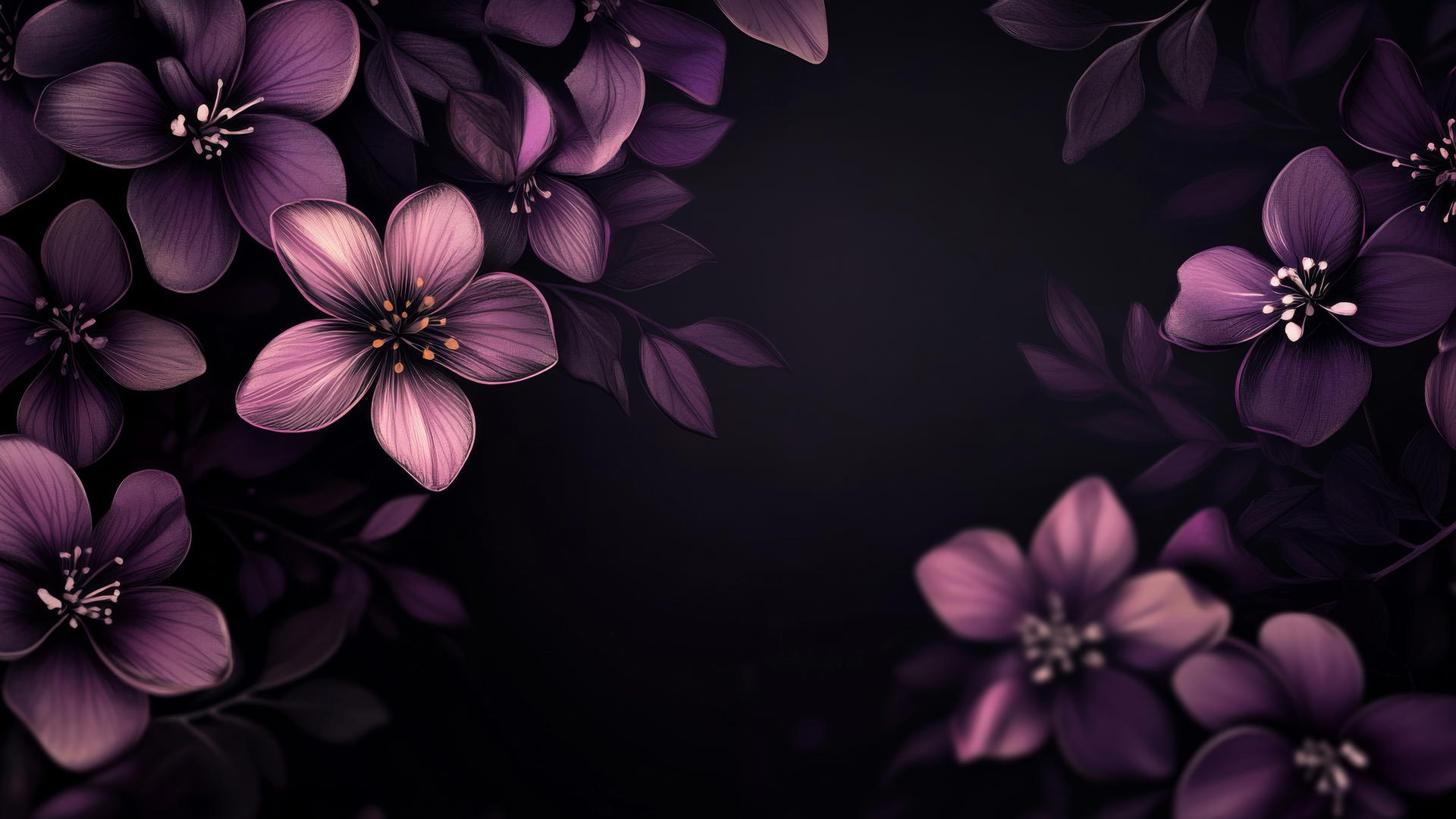 purple wallpaper 4k with intricate purple blossoms on a dark background