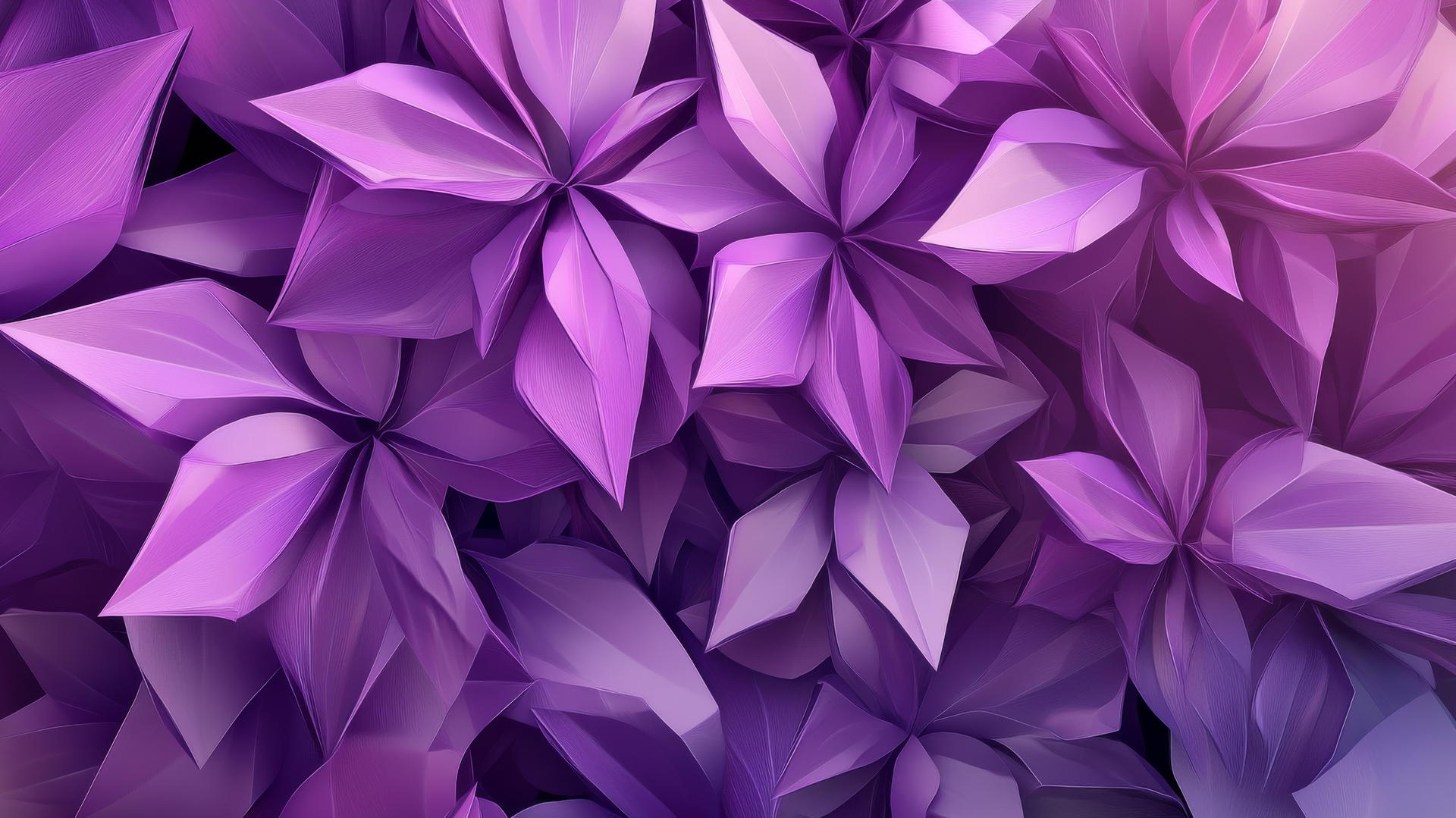 geometric purple flower wallpaper with abstract shapes and angular petals