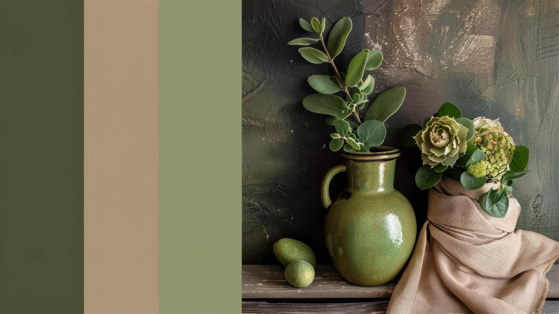 Monochrome chaotic color fill in beige, olive, brown, and green
