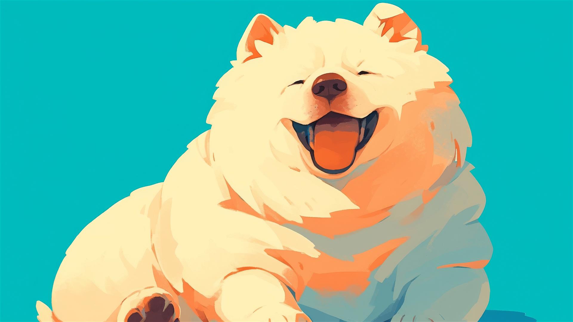 Minimalist chubby dog design in 8K resolution